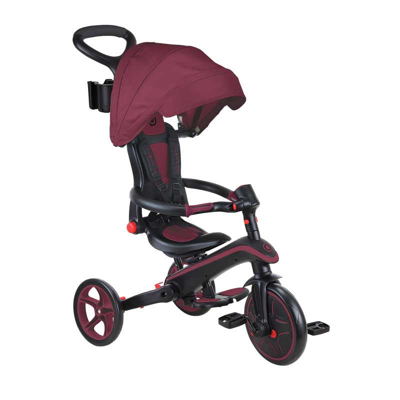 Детска триколка 4 в 1 GLOBBER EXPLORER TRIKE FOLDABLE, сгъваема, цвят бургунди