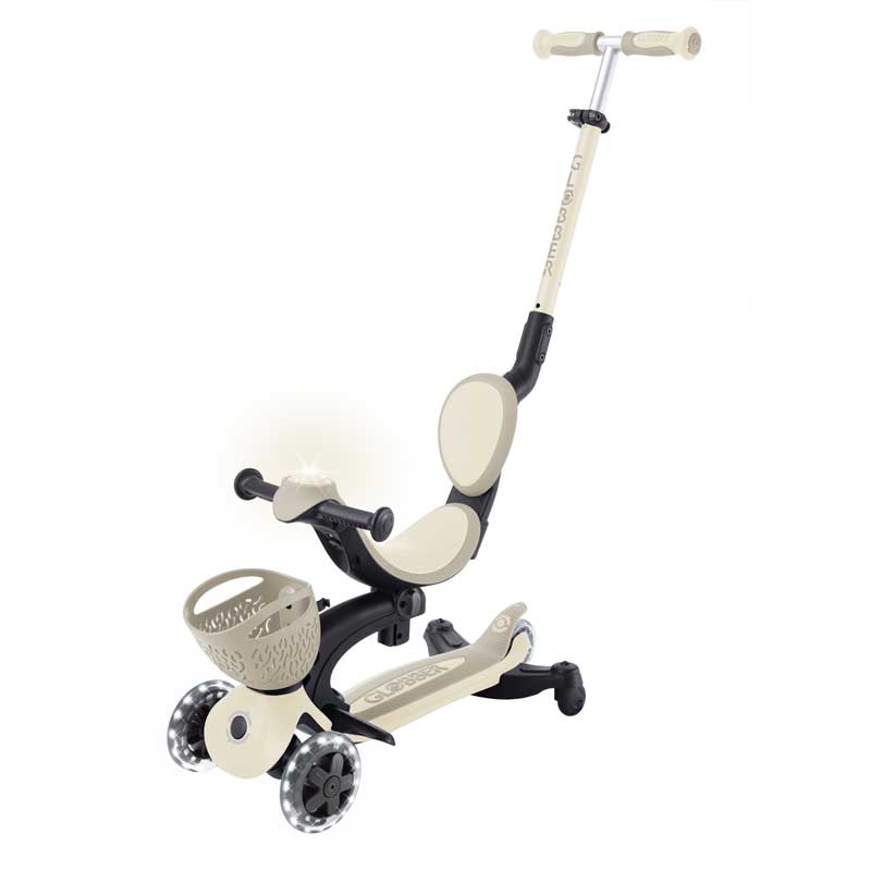 Тротинетка 5 в 1 GLOBBER BABY LEARN 360° FLASH LIGHTS - бежова
